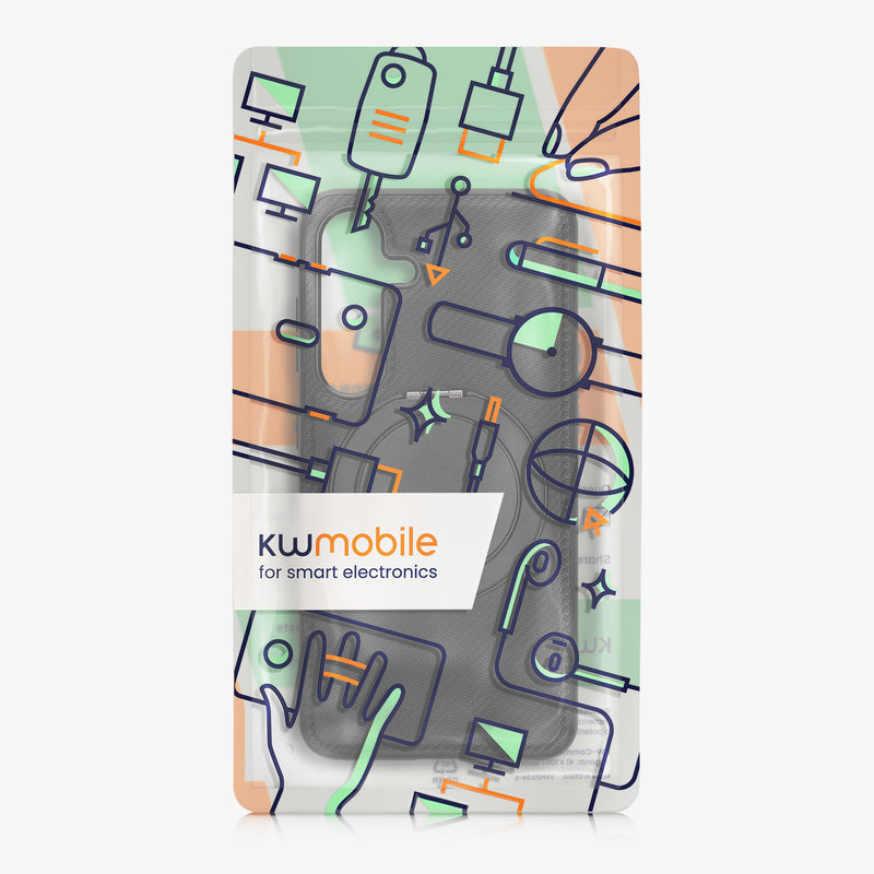 kwmobile Hülle für Samsung Galaxy S24 Handyhülle - Case kompatibel mit MagSafe - Cover mit Ringständer - Carbon Look