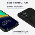 kwmobile Hülle für Samsung Galaxy S24 Handyhülle - Case kompatibel mit MagSafe - Cover mit Ringständer - Carbon Look