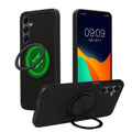 kwmobile Hülle für Samsung Galaxy A16 5G Handyhülle - Case kompatibel mit MagSafe - Cover mit Ringständer - Kunstleder Carbon Look in Schwarz Schwarz  [dsg01]