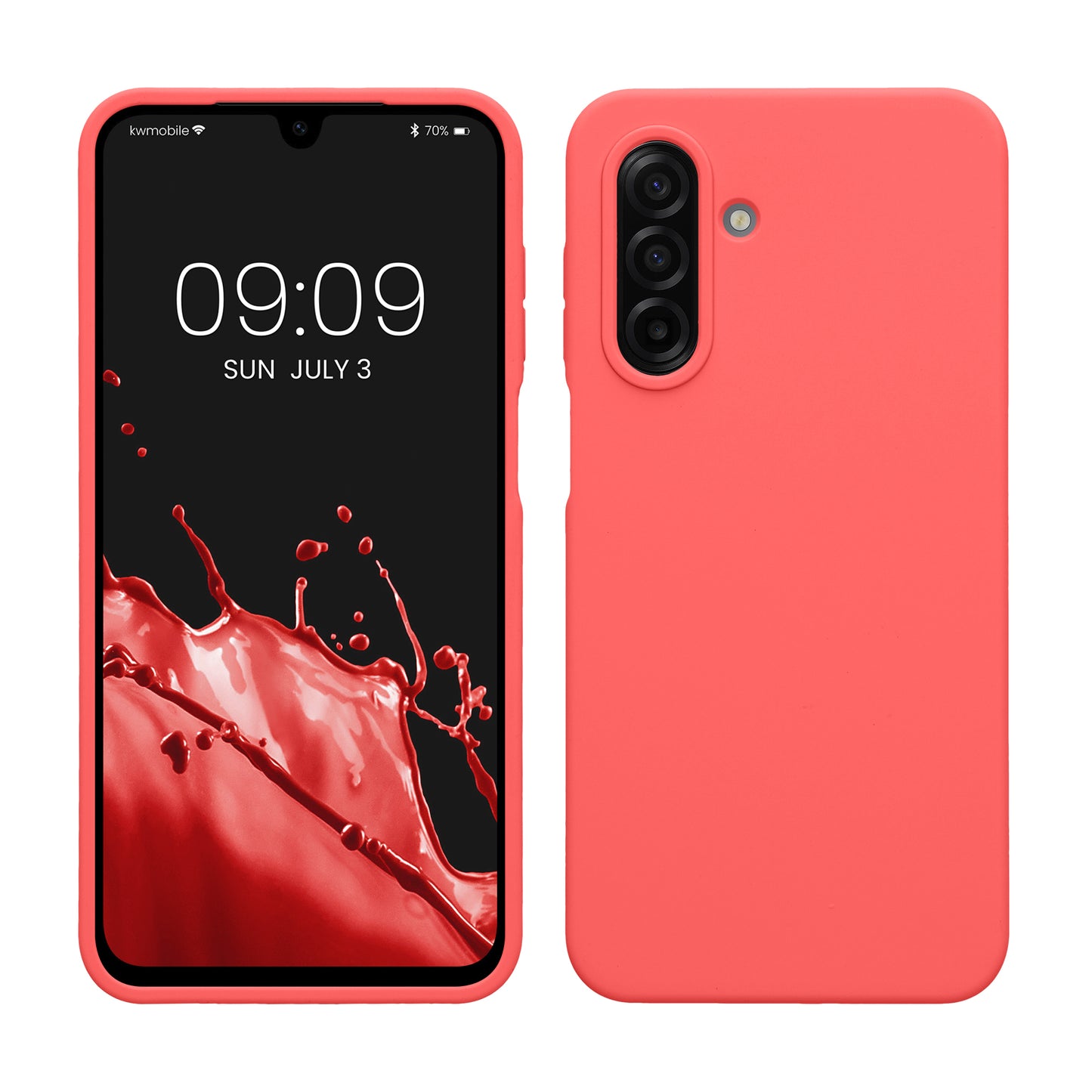 kwmobile Hülle kompatibel mit Samsung Galaxy A17 4G / 5G Hülle - Silikon Handy Case - Handyhülle weiche Oberfläche - kabelloses Laden - Neon Koralle Neon Koralle  