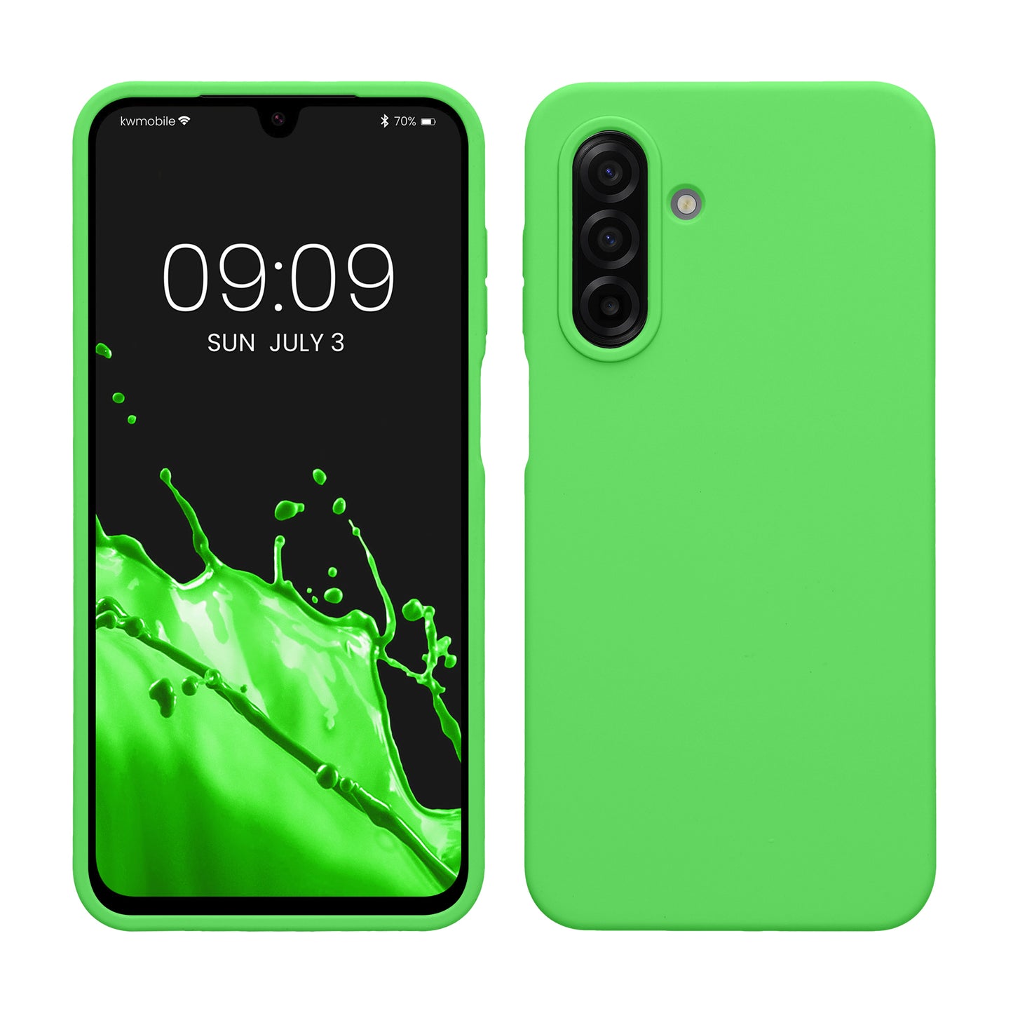 kwmobile Hülle kompatibel mit Samsung Galaxy A17 4G / 5G Hülle - Silikon Handy Case - Handyhülle weiche Oberfläche - kabelloses Laden - Limettengrün Limettengrün  
