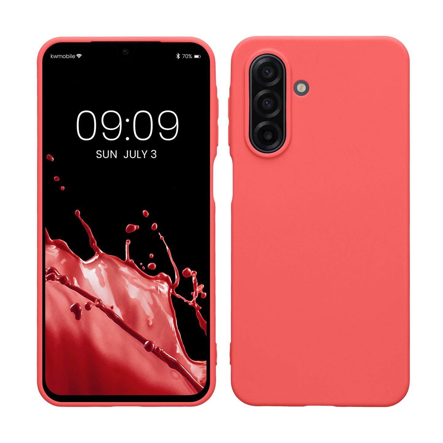 kwmobile Hülle kompatibel mit Samsung Galaxy A17 4G / 5G Hülle - weiches TPU Silikon Case - Cover geeignet für kabelloses Laden - Neon Koralle Neon Koralle  