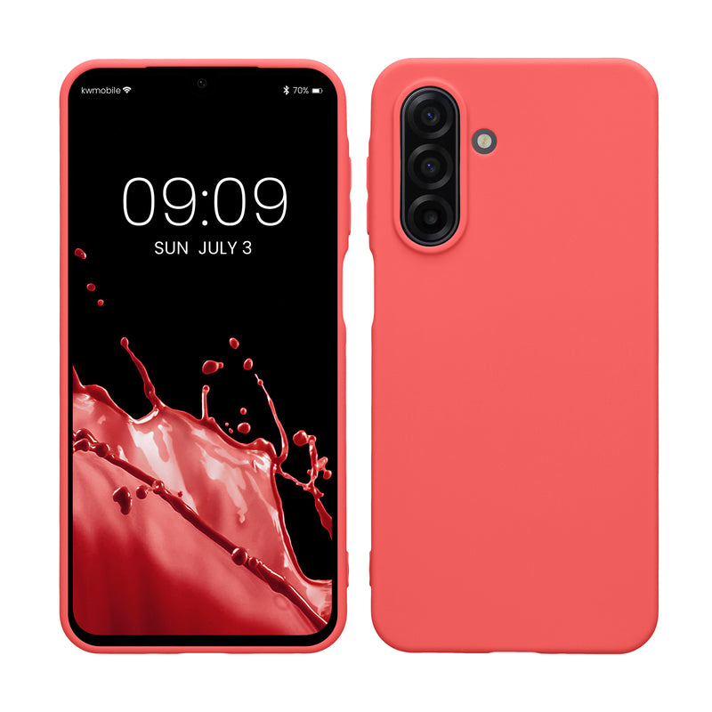 kwmobile Hülle kompatibel mit Samsung Galaxy A17 4G / 5G Hülle - weiches TPU Silikon Case - Cover geeignet für kabelloses Laden - Neon Koralle Neon Koralle  