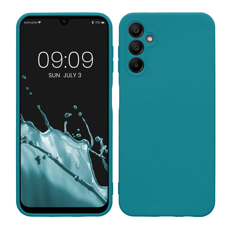 kwmobile Handyhülle kompatibel mit Samsung Galaxy A14 5G Hülle - Handy Case aus weichem Silikon in Petrol matt Petrol matt  