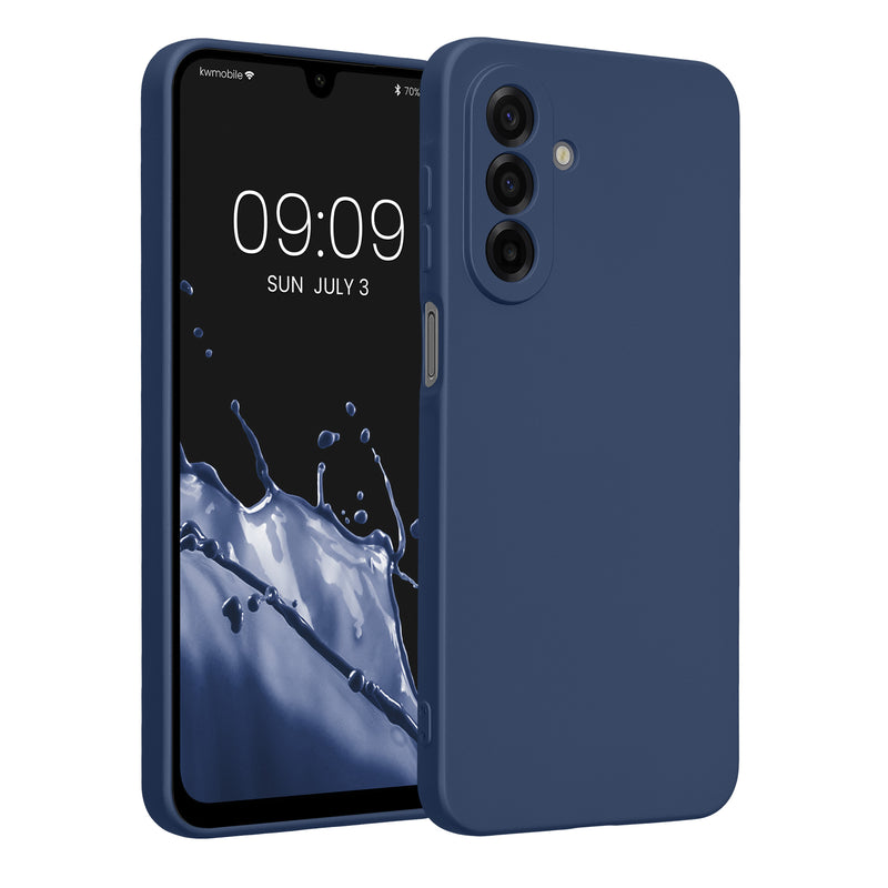 kwmobile Handyhülle kompatibel mit Samsung Galaxy A17 4G / 5G Hülle - weiche Silikon Case metallisch schimmernd in Metallic Blau Metallic Blau  