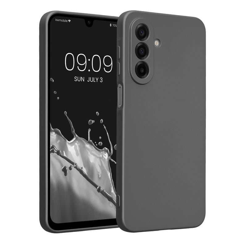 kwmobile Handyhülle kompatibel mit Samsung Galaxy A17 4G / 5G Hülle - weiche Silikon Case metallisch schimmernd in Metallic Grau Metallic Grau  