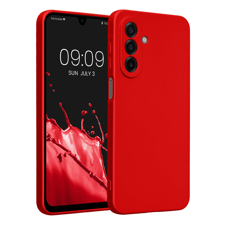 kwmobile Handyhülle kompatibel mit Samsung Galaxy A17 4G / 5G Hülle - weiche Silikon Case metallisch schimmernd in Metallic Dunkelrot Metallic Dunkelrot  