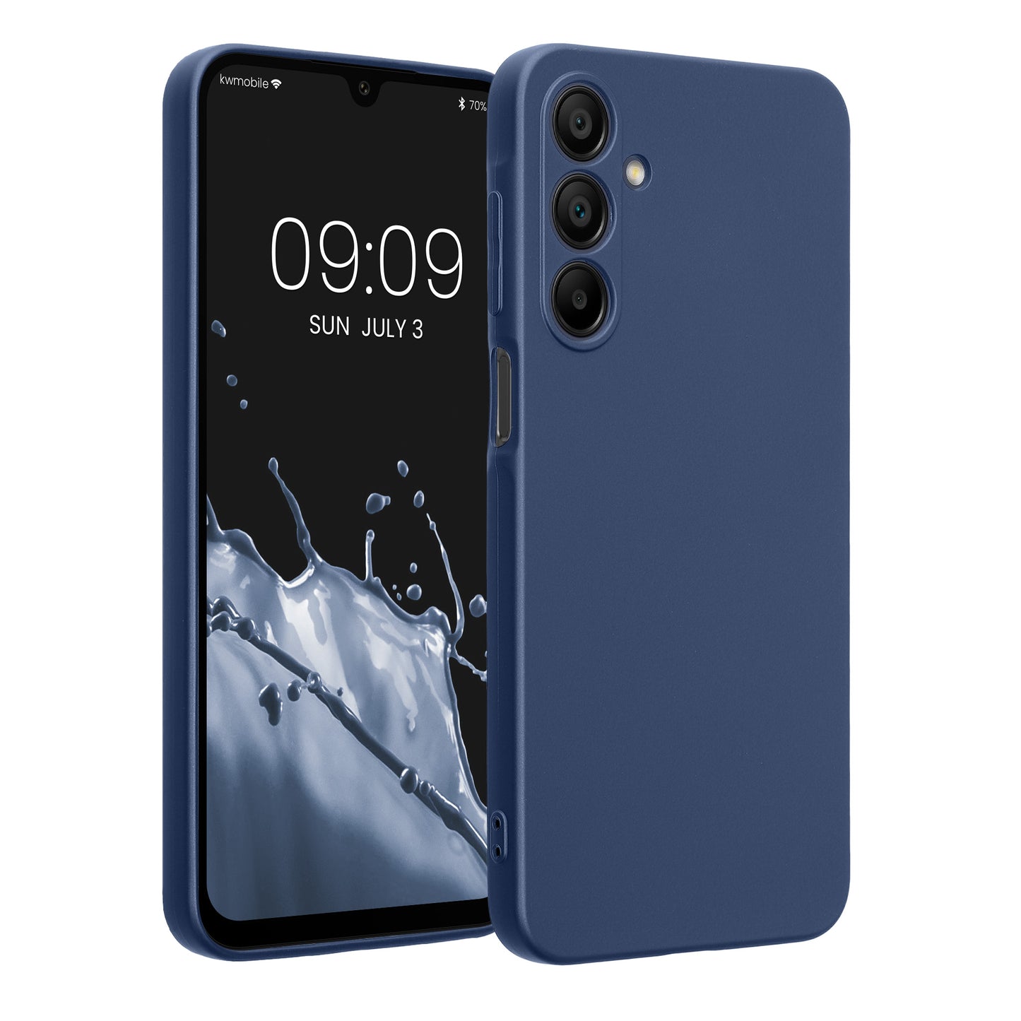kwmobile Handyhülle kompatibel mit Samsung Galaxy A16 5G Hülle - weiche Silikon Case metallisch schimmernd in Metallic Blau Metallic Blau  