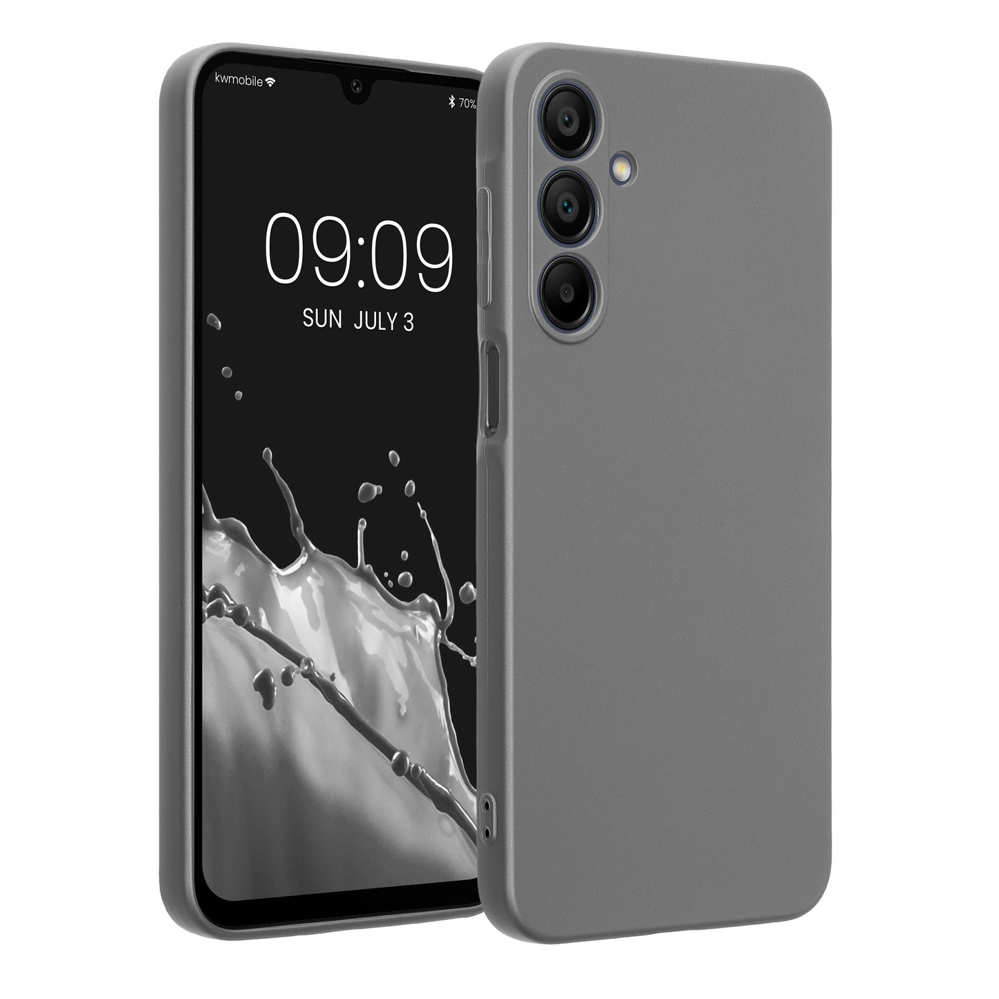 kwmobile Handyhülle kompatibel mit Samsung Galaxy A16 5G Hülle - weiche Silikon Case metallisch schimmernd in Metallic Grau Metallic Grau  
