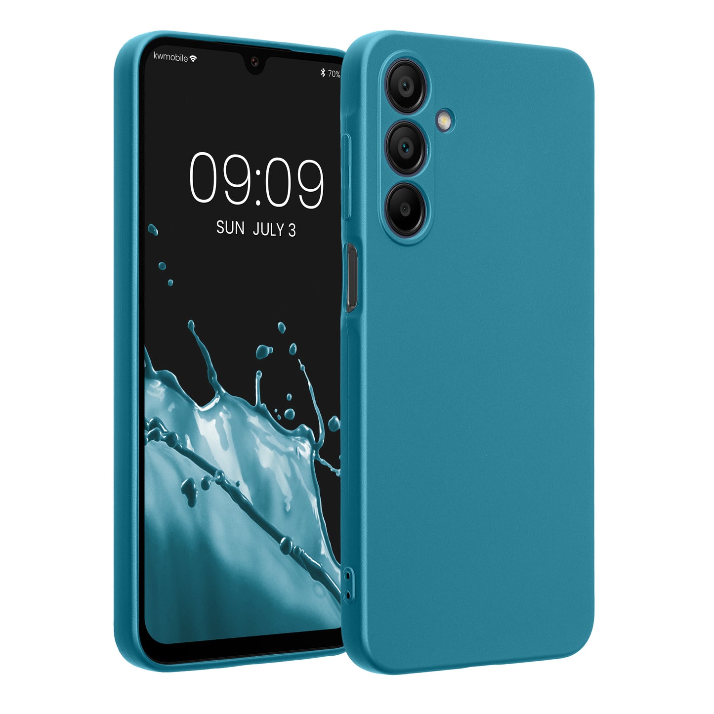 kwmobile Handyhülle kompatibel mit Samsung Galaxy A16 5G Hülle - weiche Silikon Case metallisch schimmernd in Metallic Karibikblau Metallic Karibikblau  