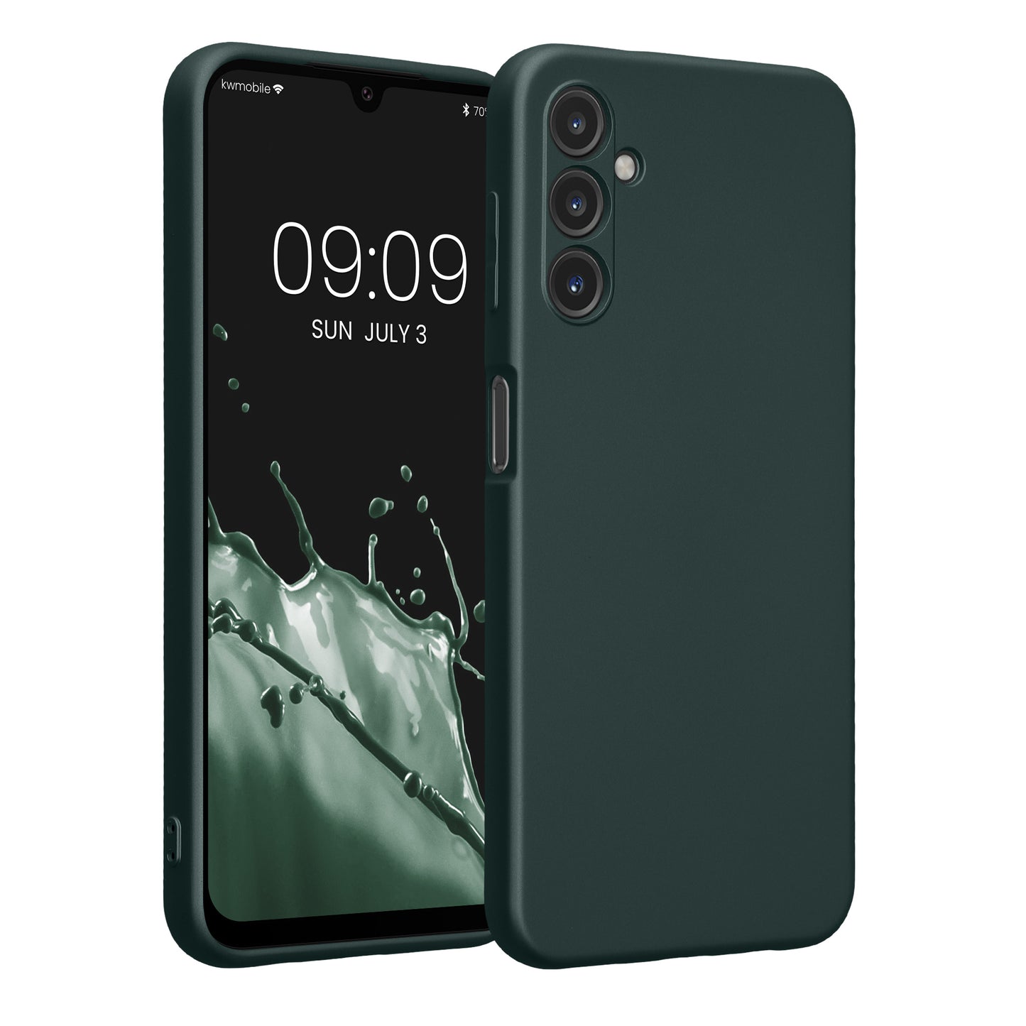 kwmobile Handyhülle kompatibel mit Samsung Galaxy A14 5G Hülle - weiche Silikon Case metallisch schimmernd in Metallic Petrol Metallic Petrol  