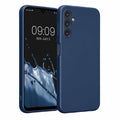 kwmobile Handyhülle kompatibel mit Samsung Galaxy A14 5G Hülle - weiche Silikon Case metallisch schimmernd in Metallic Blau Metallic Blau  