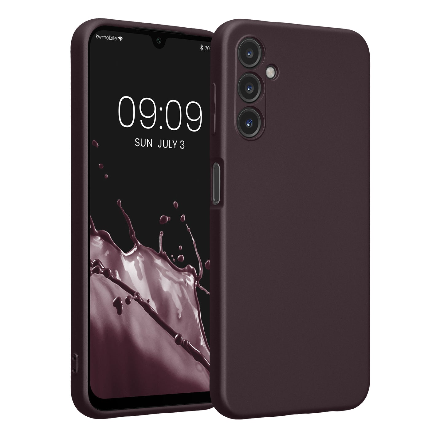 kwmobile Handyhülle kompatibel mit Samsung Galaxy A14 5G Hülle - weiche Silikon Case metallisch schimmernd in Metallic Brombeere Metallic Brombeere  