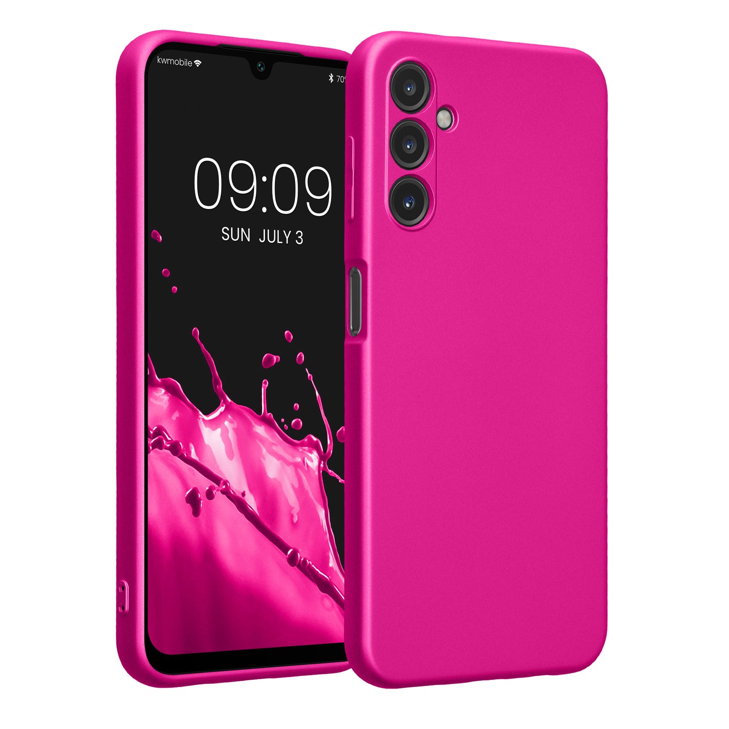 kwmobile Handyhülle kompatibel mit Samsung Galaxy A14 5G Hülle - weiche Silikon Case metallisch schimmernd in Metallic Pink Metallic Pink  