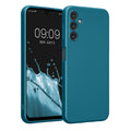 kwmobile Handyhülle kompatibel mit Samsung Galaxy A14 5G Hülle - weiche Silikon Case metallisch schimmernd in Metallic Karibikblau Metallic Karibikblau  