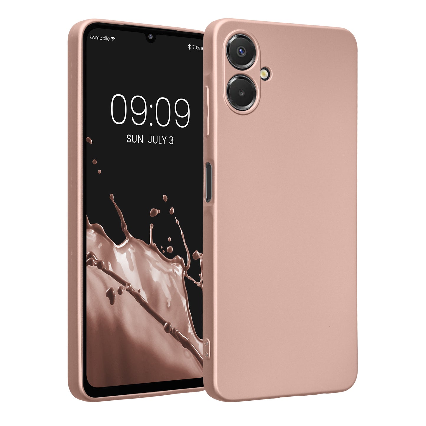 kwmobile Handyhülle kompatibel mit Samsung Galaxy A06 Hülle - weiche Silikon Case metallisch schimmernd in Metallic Rosegold Metallic Rosegold  