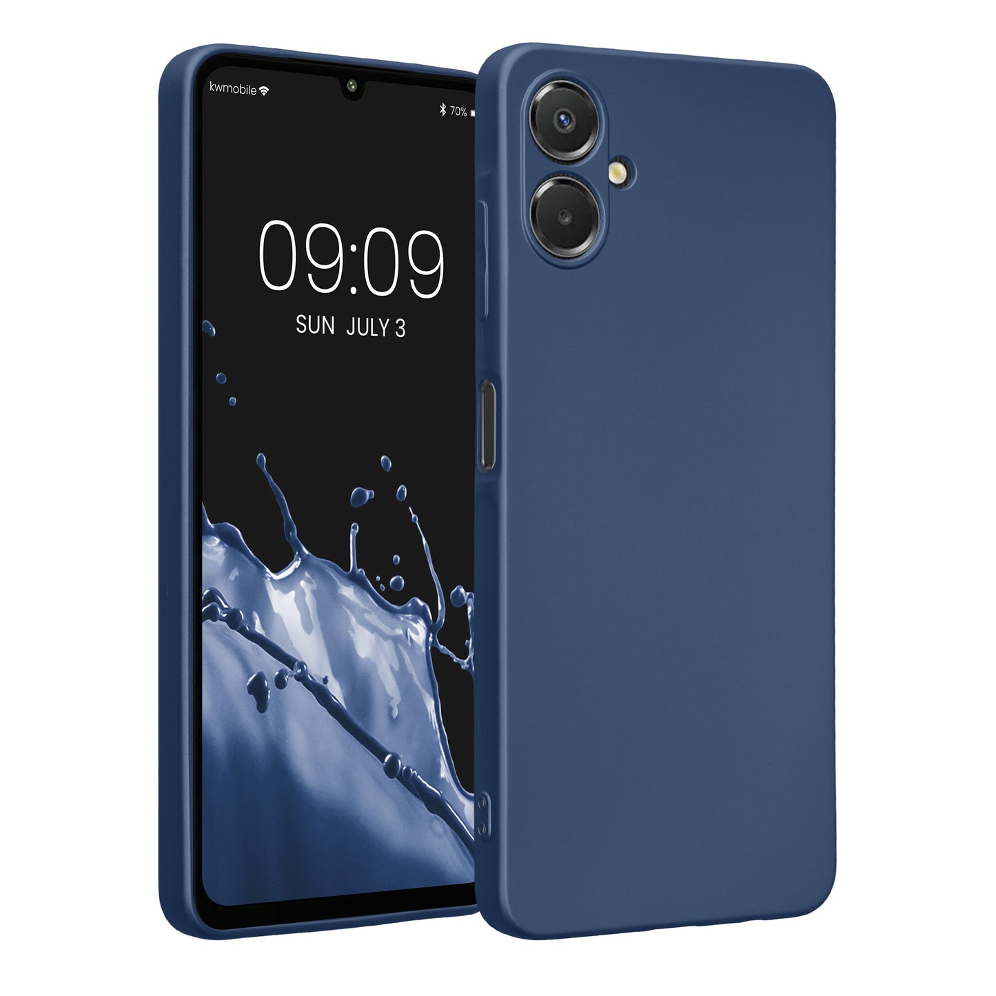 kwmobile Handyhülle kompatibel mit Samsung Galaxy A06 Hülle - weiche Silikon Case metallisch schimmernd in Metallic Blau Metallic Blau  