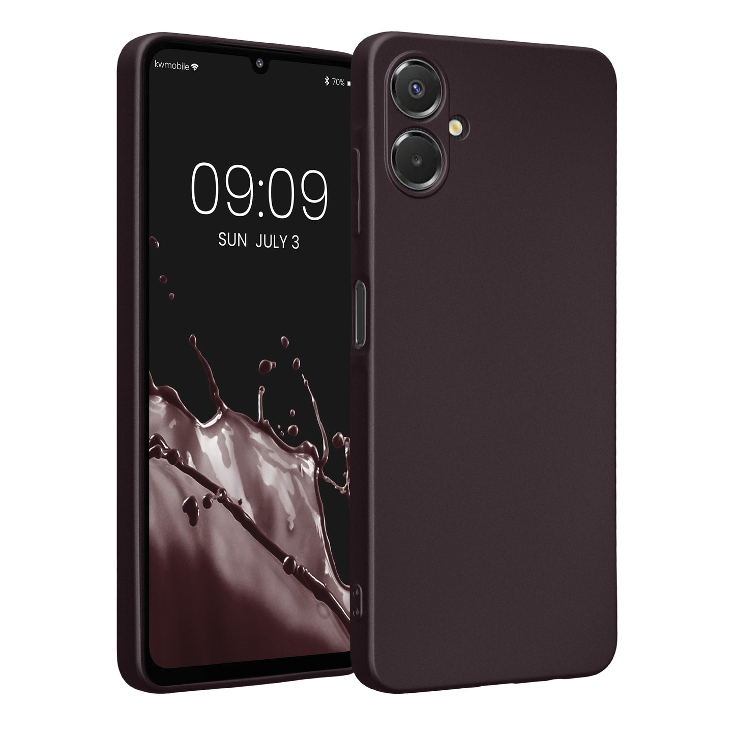 kwmobile Handyhülle kompatibel mit Samsung Galaxy A06 Hülle - weiche Silikon Case metallisch schimmernd in Metallic Brombeere Metallic Brombeere  