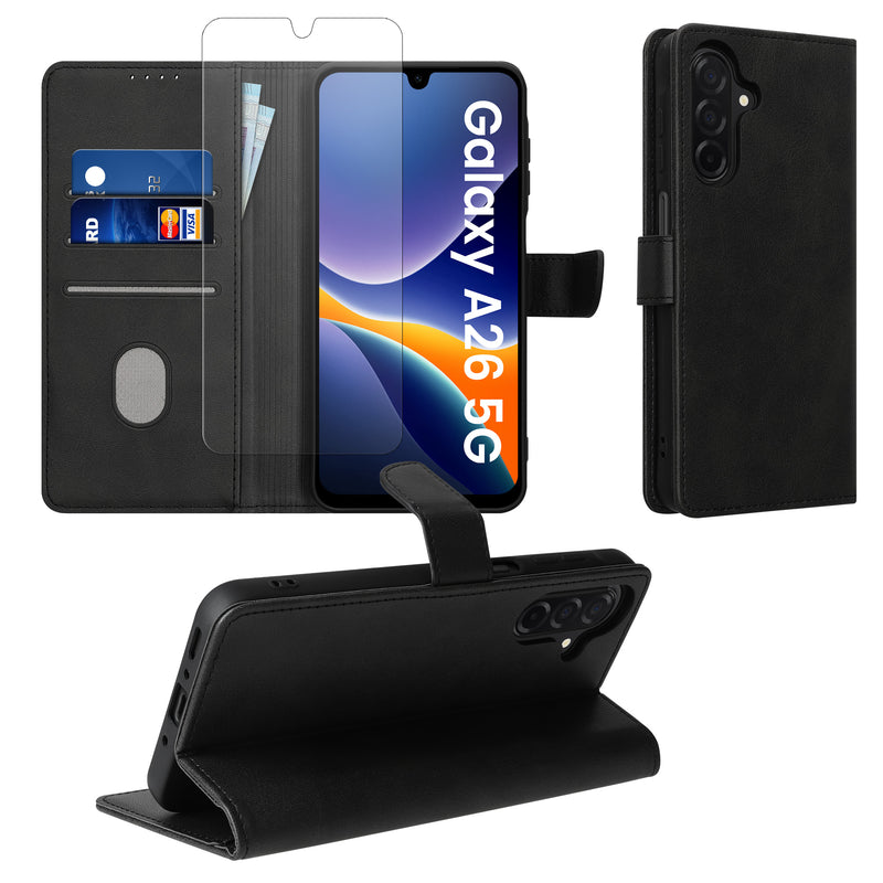 kwmobile Kunstleder Handyhülle kompatibel mit Samsung Galaxy A26 5G Hülle Brieftaschen Schutzhülle aus PU-Leder mit Displayschutz und RFID-Schutz