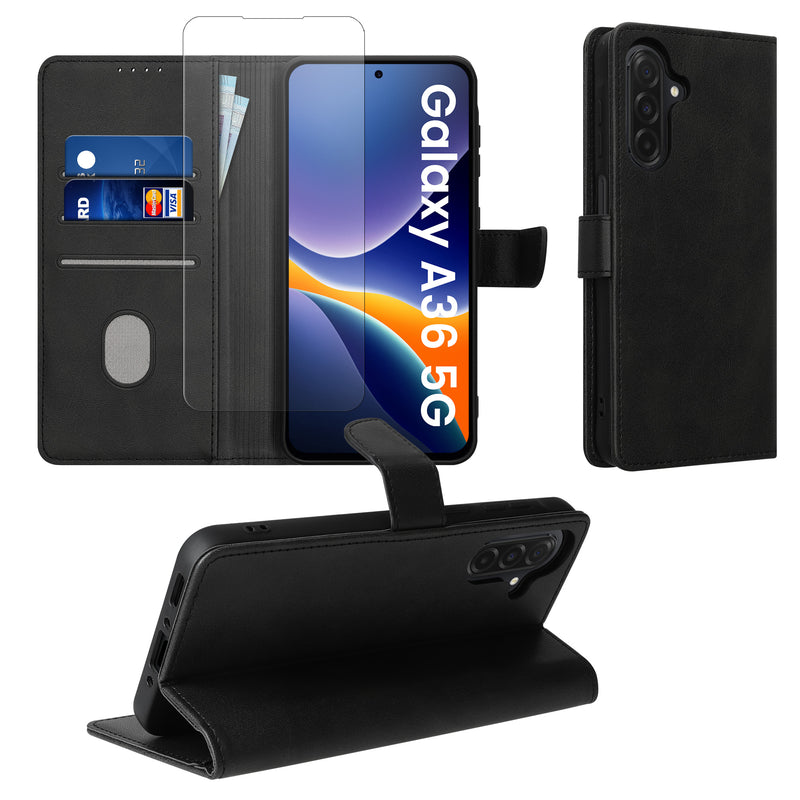 kwmobile Kunstleder Handyhülle kompatibel mit Samsung Galaxy A36 5G Hülle Brieftaschen Schutzhülle aus PU-Leder mit Displayschutz und RFID-Schutz