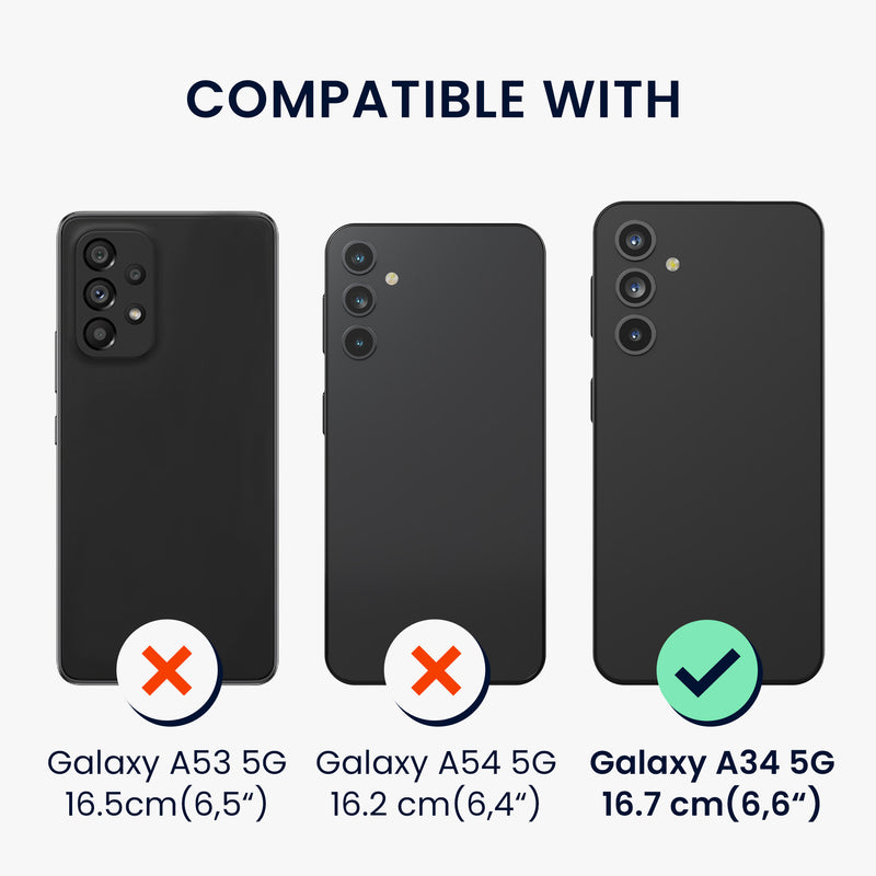 kwmobile Kunstleder Handyhülle kompatibel mit Samsung Galaxy A34 5G Hülle Brieftaschen Schutzhülle aus PU-Leder mit Displayschutz und RFID-Schutz