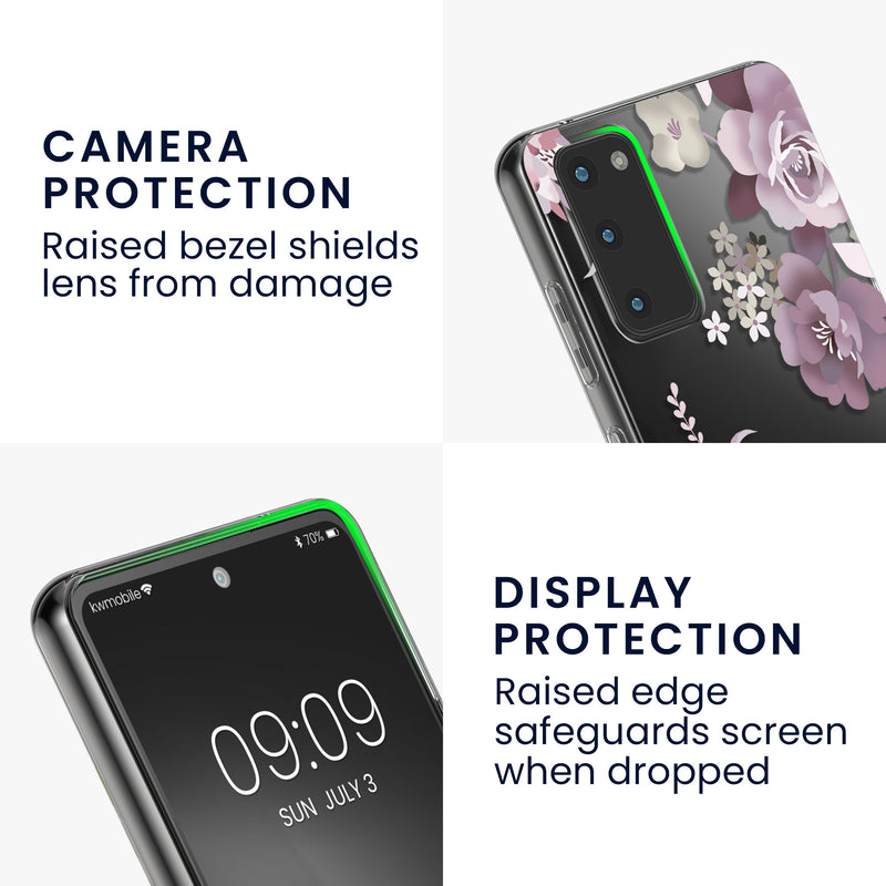 kwmobile Hülle kompatibel mit Samsung Galaxy S20 FE Handyhülle Silikon Case transparent Mit Glas Schutzfolie