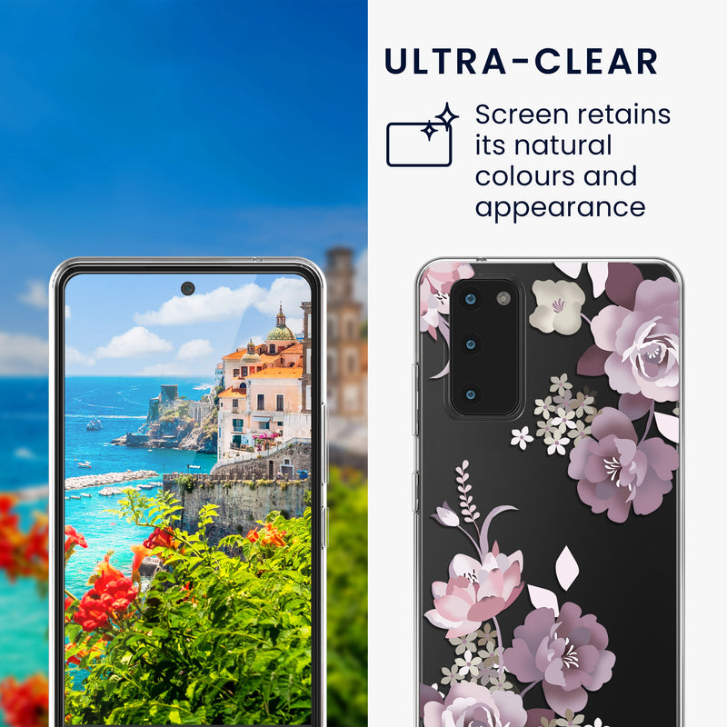 kwmobile Hülle kompatibel mit Samsung Galaxy S20 FE Handyhülle Silikon Case transparent Mit Glas Schutzfolie