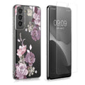 kwmobile Hülle kompatibel mit Samsung Galaxy S21 Handyhülle Silikon Case transparent Mit Glas Schutzfolie