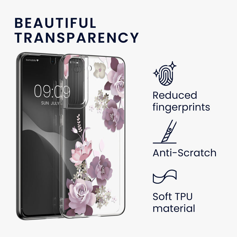 kwmobile Hülle kompatibel mit Samsung Galaxy S21 Handyhülle Silikon Case transparent Mit Glas Schutzfolie