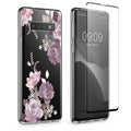 kwmobile Hülle kompatibel mit Samsung Galaxy S10 Handyhülle Silikon Case transparent Mit Glas Schutzfolie