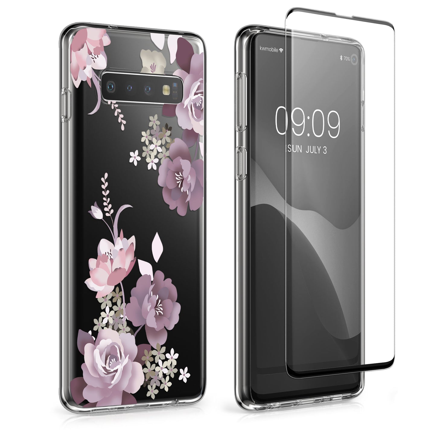 kwmobile Hülle kompatibel mit Samsung Galaxy S10 Handyhülle Silikon Case transparent Mit Glas Schutzfolie