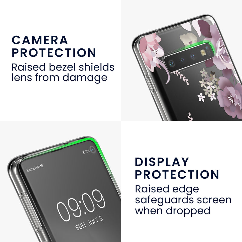kwmobile Hülle kompatibel mit Samsung Galaxy S10 Handyhülle Silikon Case transparent Mit Glas Schutzfolie