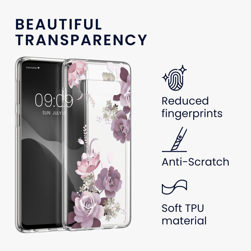 kwmobile Hülle kompatibel mit Samsung Galaxy S10 Handyhülle Silikon Case transparent Mit Glas Schutzfolie
