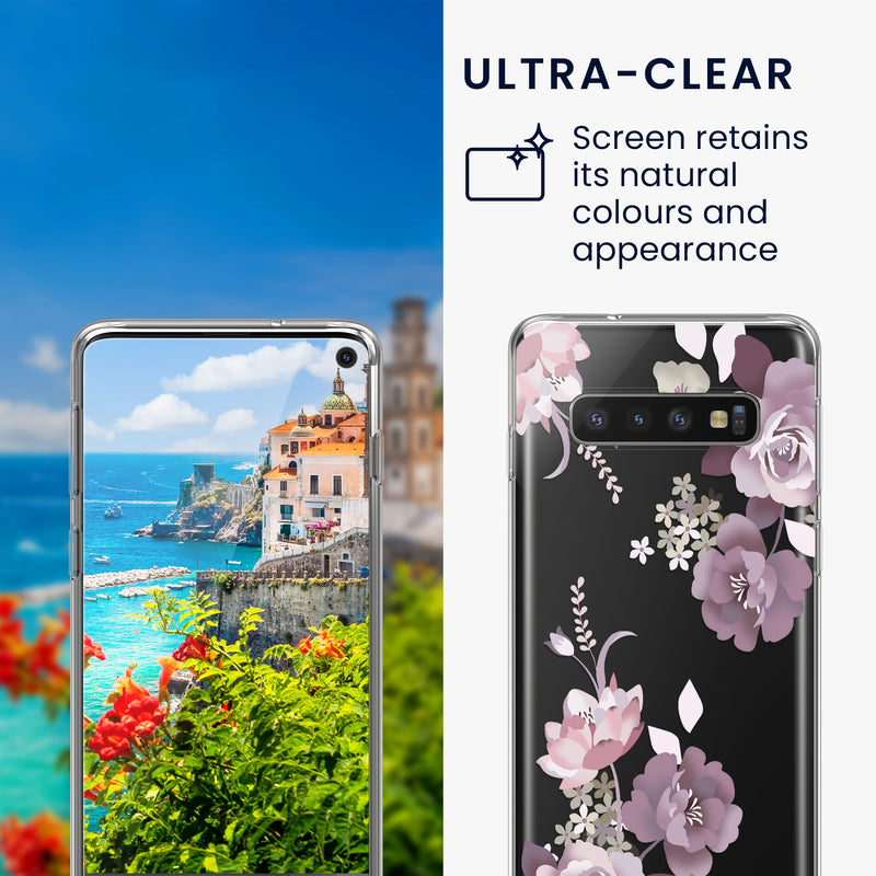 kwmobile Hülle kompatibel mit Samsung Galaxy S10 Handyhülle Silikon Case transparent Mit Glas Schutzfolie