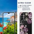 kwmobile Hülle kompatibel mit Samsung Galaxy A17 4G / 5G Handyhülle - Silikon Case transparent - Mit Glas Schutzfolie - Blumenblüten und Rosen Transparent