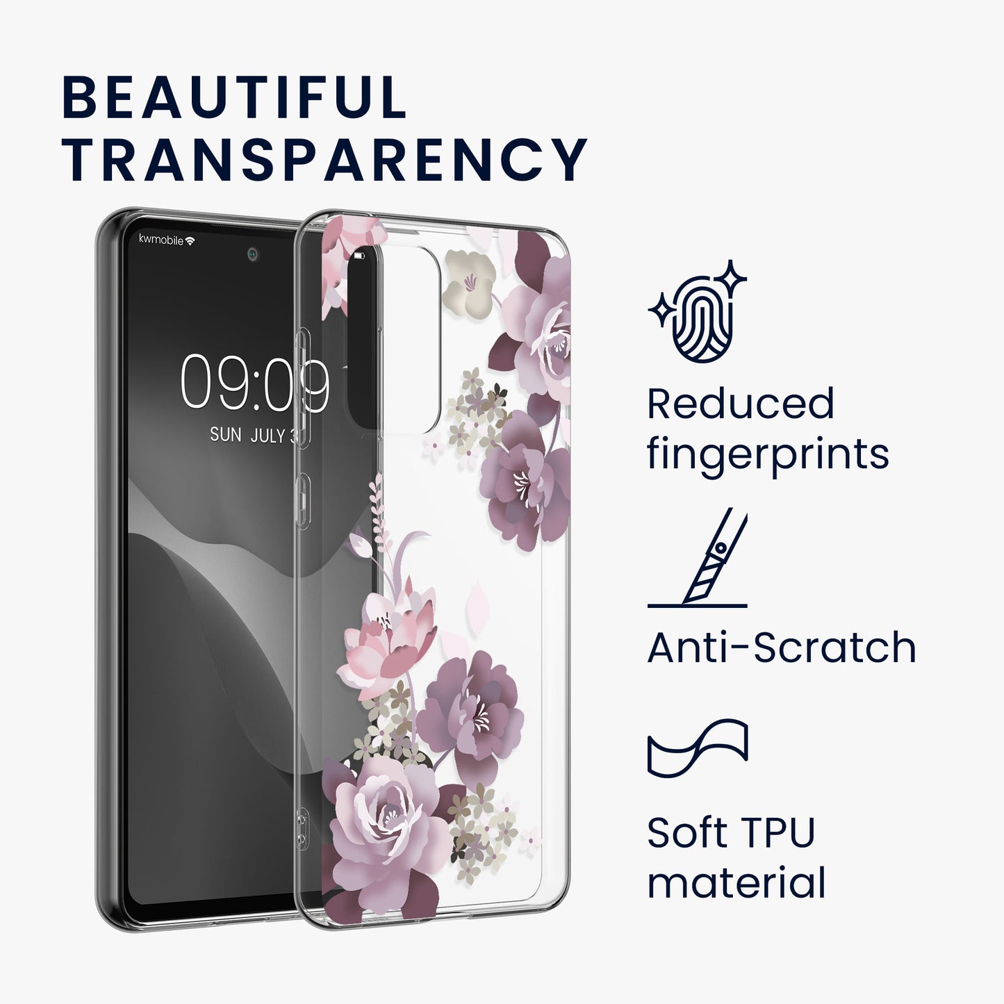 kwmobile Hülle kompatibel mit Samsung Galaxy A52 / A52 5G / A52s 5G Handyhülle - Silikon Case transparent - Mit Glas Schutzfolie