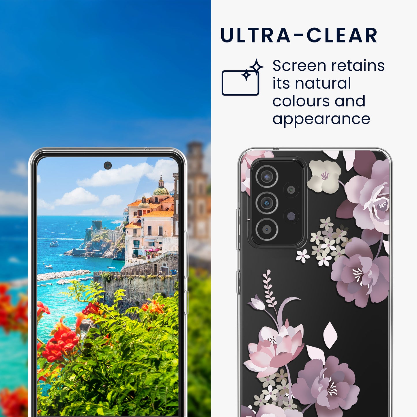 kwmobile Hülle kompatibel mit Samsung Galaxy A52 / A52 5G / A52s 5G Handyhülle - Silikon Case transparent - Mit Glas Schutzfolie