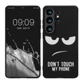 kwmobile Hülle kompatibel mit Samsung Galaxy S26 Ultra - Handyhülle Silikon Case - Don't touch my Phone Weiß Schwarz Weiß  [dsg01]