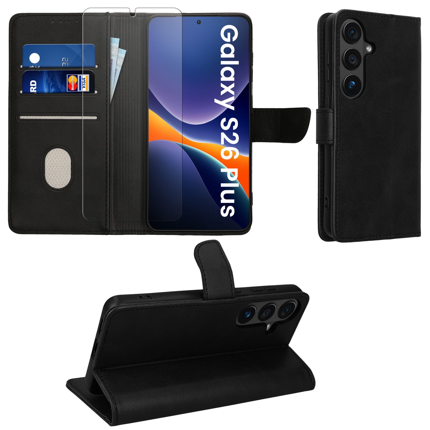 kwmobile Kunstleder Handyhülle kompatibel mit Samsung Galaxy S26 Plus Hülle - Brieftaschen Schutzhülle aus PU-Leder mit Displayschutz und RFID-Schutz