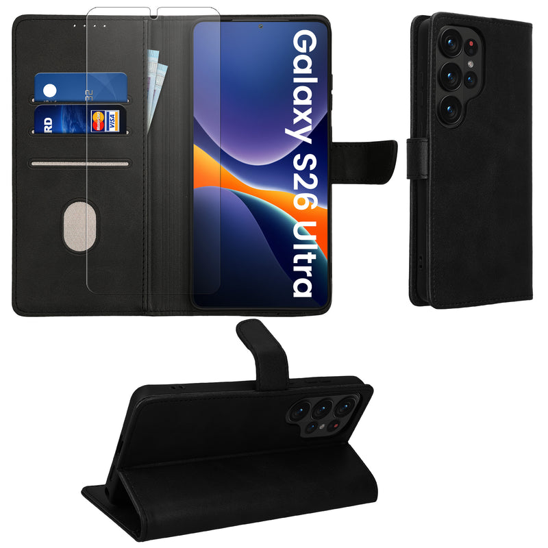 kwmobile Kunstleder Handyhülle kompatibel mit Samsung Galaxy S26 Ultra Hülle Brieftaschen Schutzhülle aus PU-Leder mit Displayschutz und RFID-Schutz