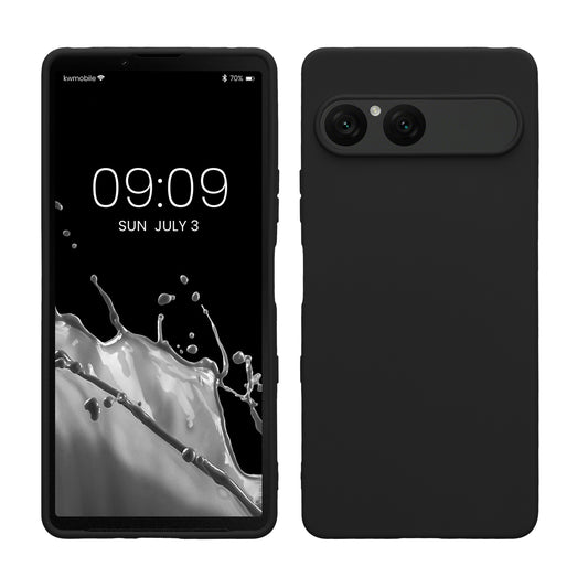 kwmobile Hülle kompatibel mit Sony Xperia 10 VII Hülle - weiches TPU Silikon Case - Cover geeignet für kabelloses Laden - Schwarz Schwarz  