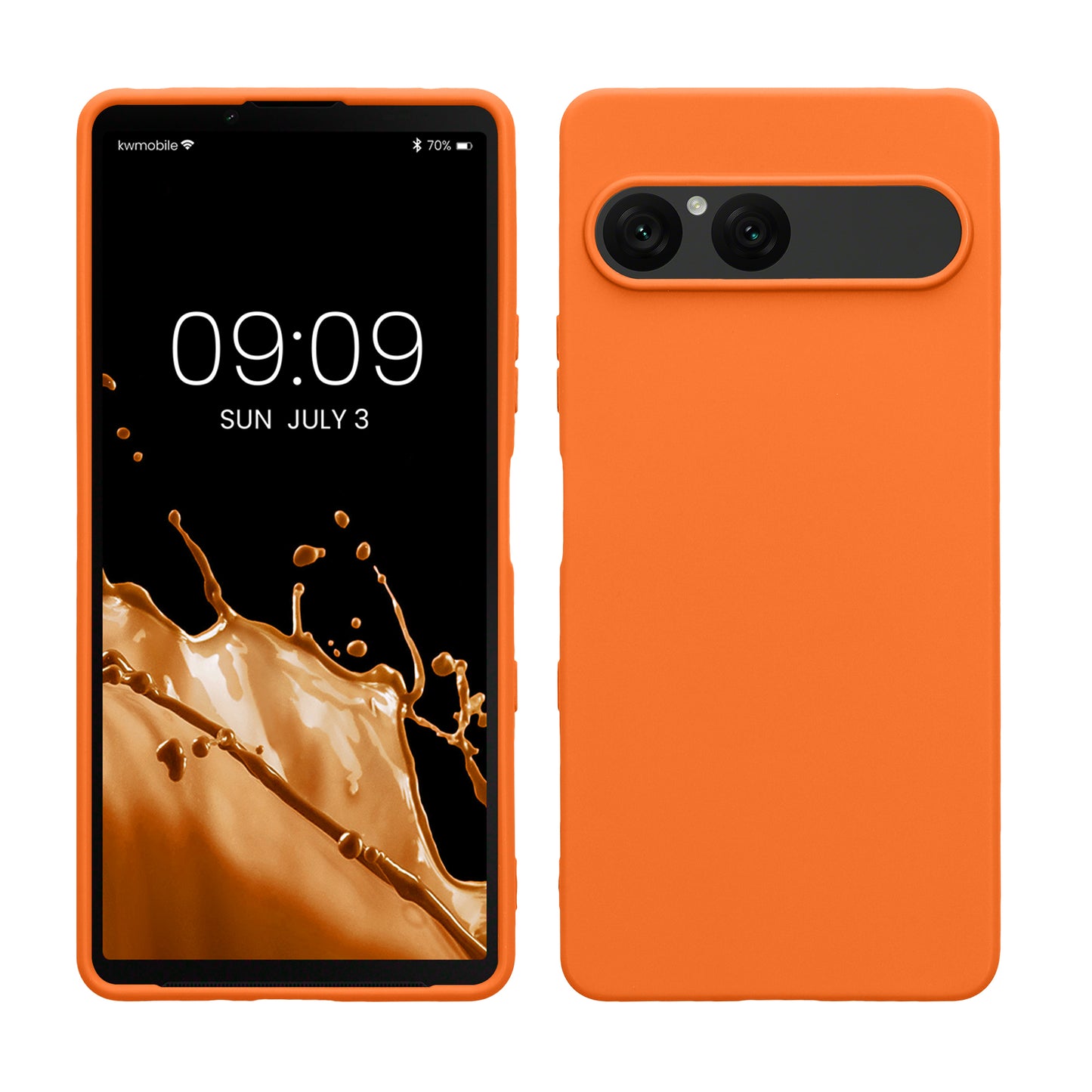 kwmobile Hülle kompatibel mit Sony Xperia 10 VII Hülle - weiches TPU Silikon Case - Cover geeignet für kabelloses Laden - Fruity Orange Fruity Orange  
