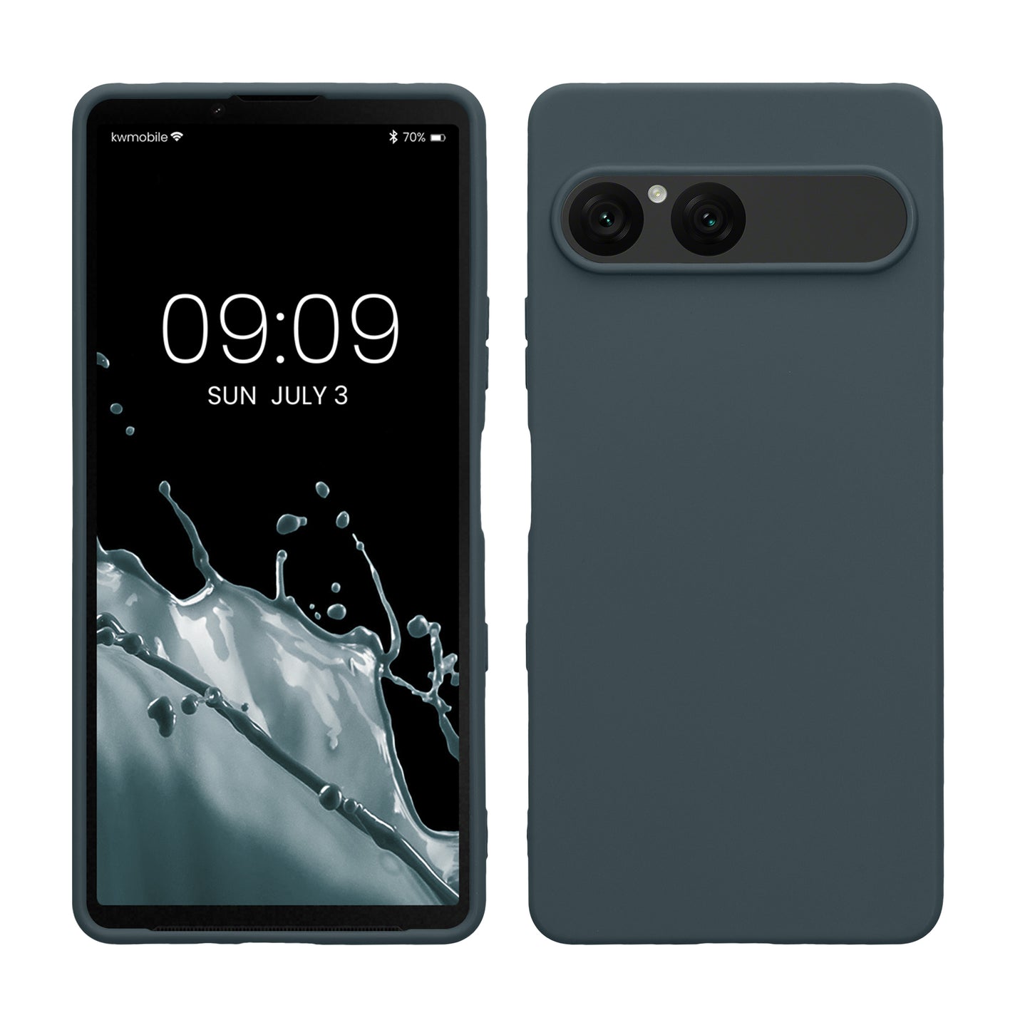 kwmobile Hülle kompatibel mit Sony Xperia 10 VII Hülle - weiches TPU Silikon Case - Cover geeignet für kabelloses Laden - Dunkler Schiefer Dunkler Schiefer  