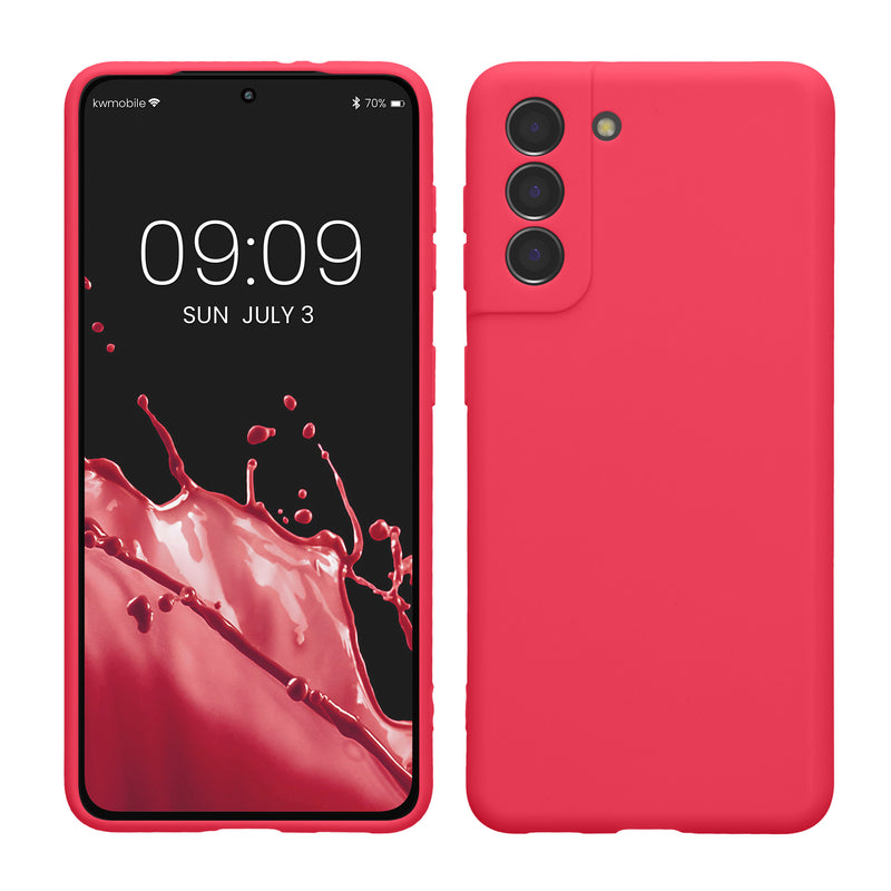 kwmobile Handyhülle kompatibel mit Samsung Galaxy S21 Hülle - Handy Case aus weichem Silikon in Neon Pink Neon Pink  