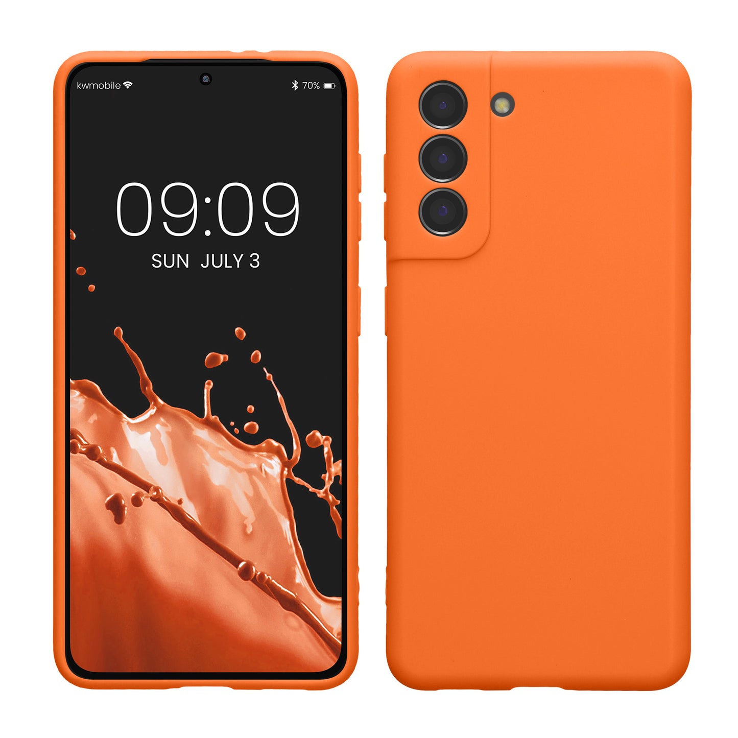 kwmobile Handyhülle kompatibel mit Samsung Galaxy S21 Hülle - Handy Case aus weichem Silikon in Fruity Orange Fruity Orange  