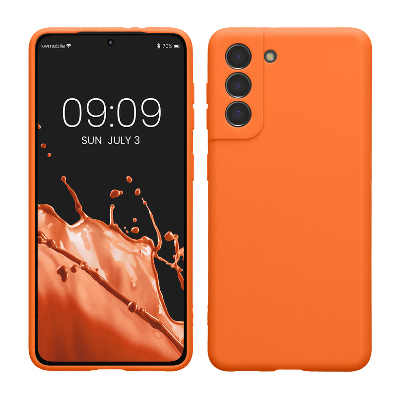 kwmobile Handyhülle kompatibel mit Samsung Galaxy S21 Hülle - Handy Case aus weichem Silikon in Fruity Orange Fruity Orange  