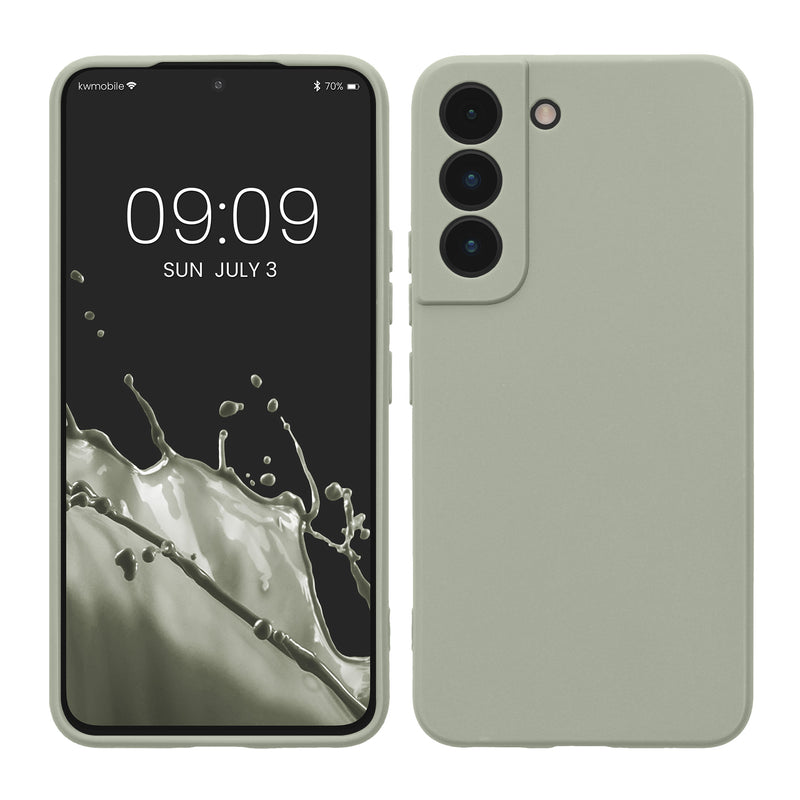 kwmobile Handyhülle kompatibel mit Samsung Galaxy S22 Hülle - Handy Case aus weichem Silikon in Graugrün Graugrün  
