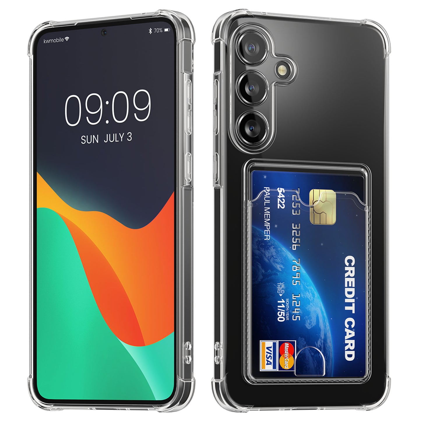 kwmobile Hülle mit Kartenfach kompatibel mit Samsung Galaxy A55 5G - Soft Case - Schutzhülle