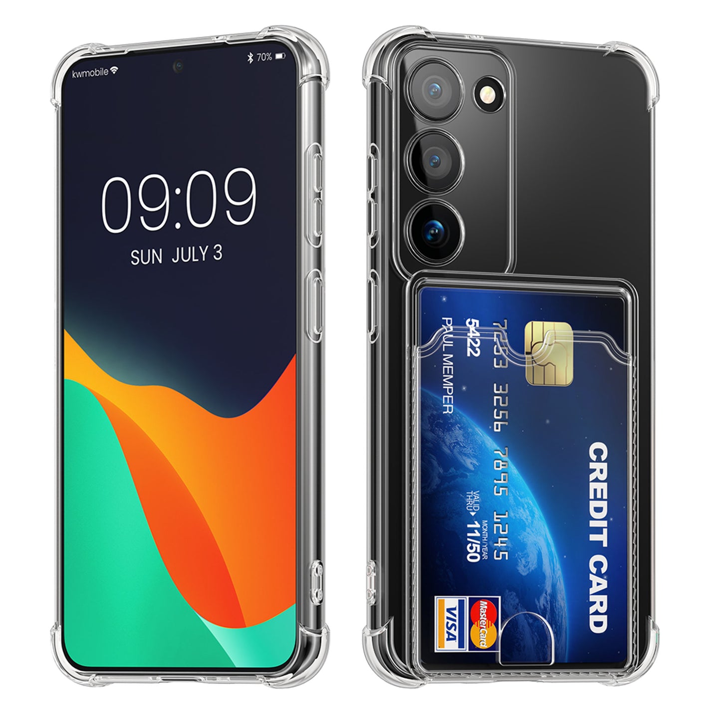 kwmobile Hülle mit Kartenfach kompatibel mit Samsung Galaxy S23 Soft Case Schutzhülle