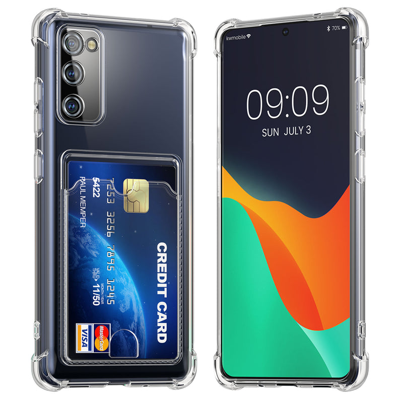 kwmobile Hülle mit Kartenfach kompatibel mit Samsung Galaxy S20 FE - Handyhülle Galaxy S20 FE mit Kartenfach - Soft Case - Schutzhülle in Transparent Transparent  